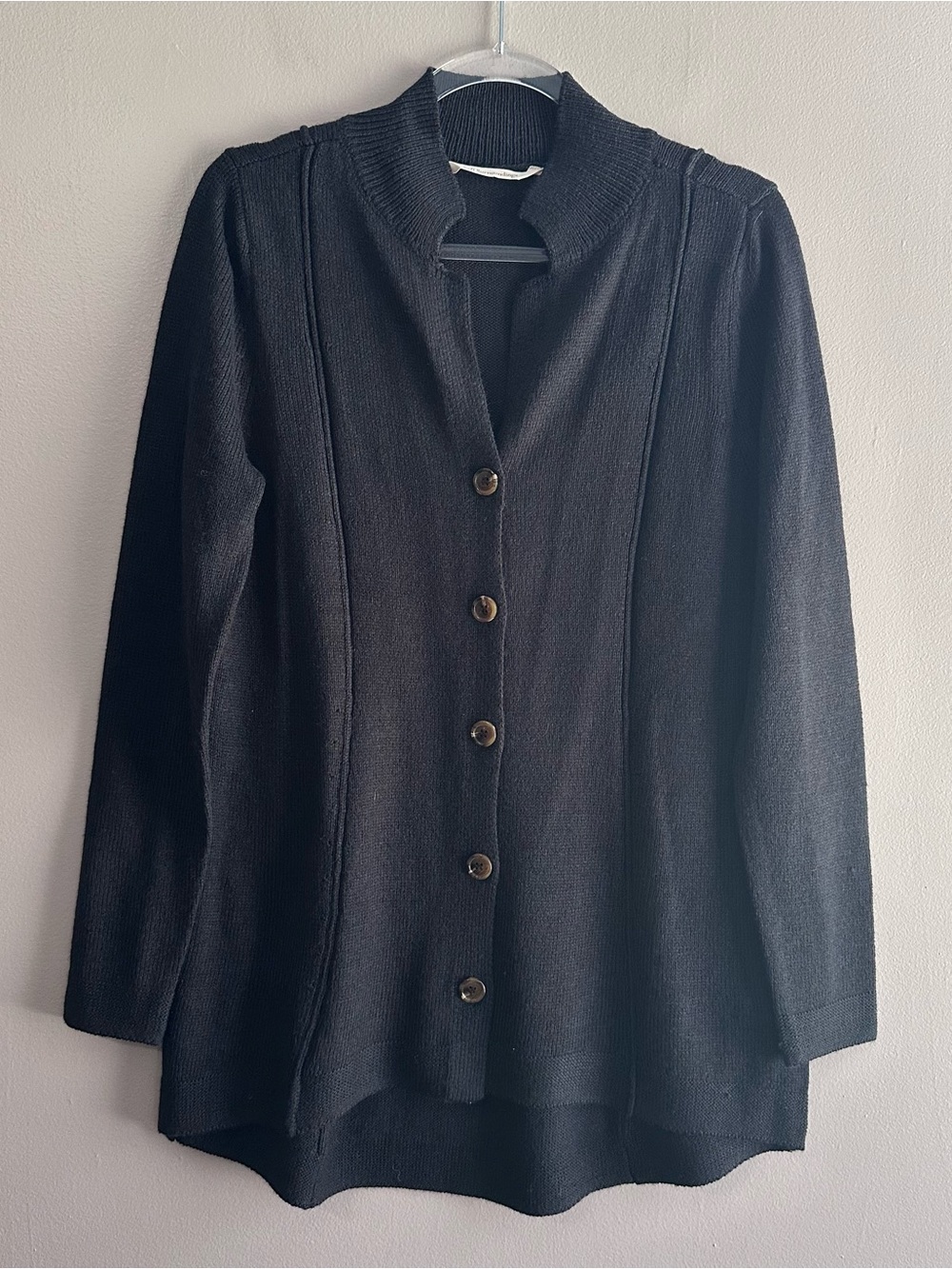 Soft Surroundings Black Knit Liesel Button Front Office Cardigan Womens Medium